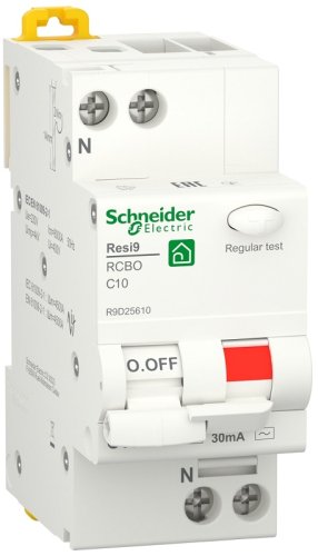 Автомат дифференциального тока АВДТ Schneider Electric Resi9 2п 10А 30мА 6кА C тип AC фото Автомат дифференциального тока АВДТ Schneider Electric Resi9 2п 10А 30мА 6кА C тип AC картинка